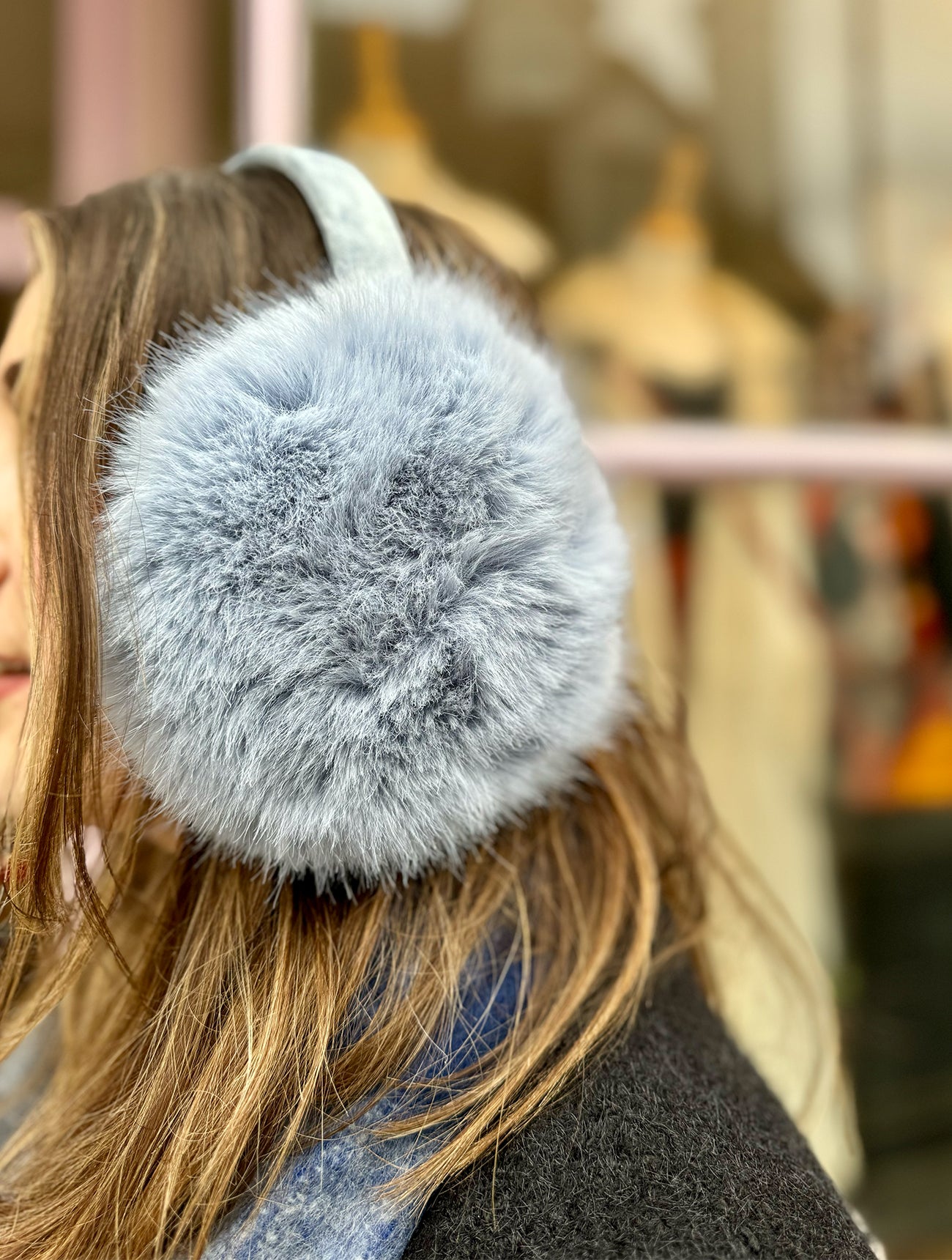 Luxury Fluffy Faux Fur Earmuffs | Pale Blue