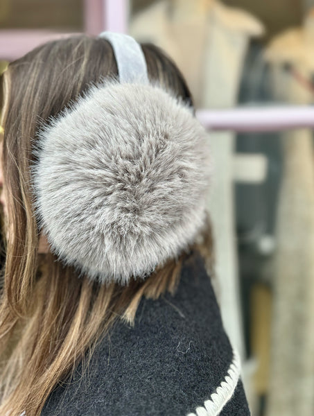 Luxury Fluffy Faux Fur Earmuffs | Pale Grey