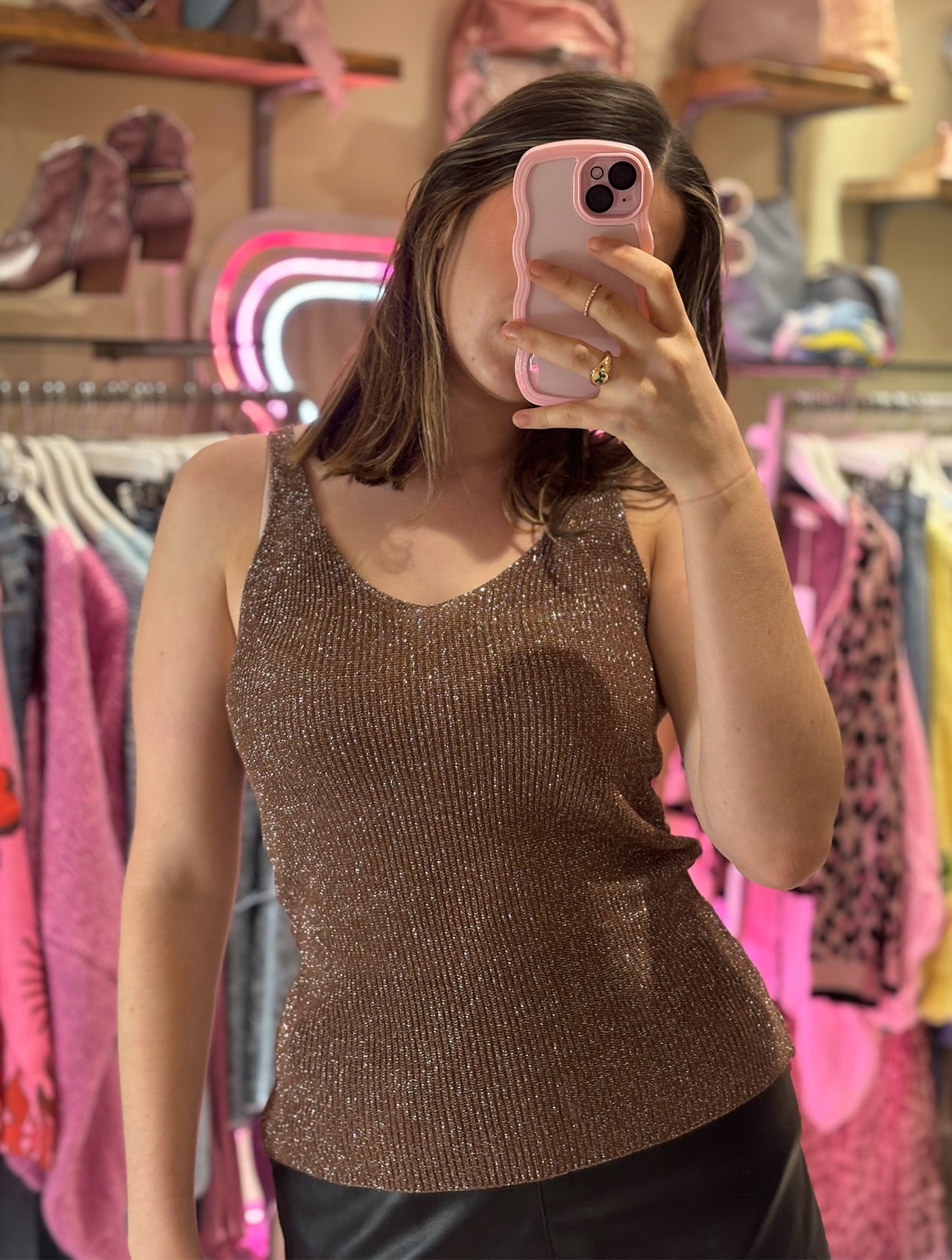 Glitter Knitted Vest | Mocha