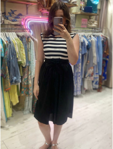 Hello Sailor Stripe T-Shirt Dress | Black/White