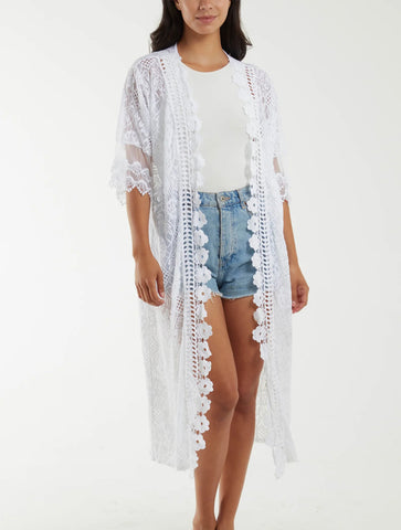 Lace Kimono | White