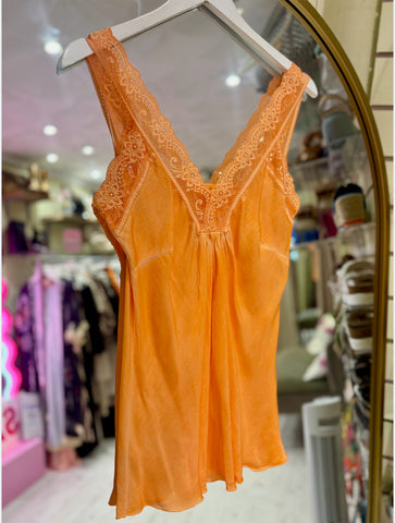 Layla Lace Silky Camisole | Bright Orange