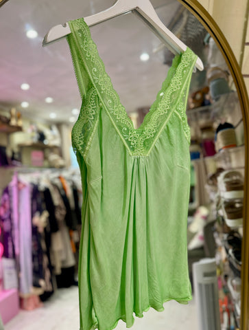 Layla Lace Silky Camisole | Neon Green