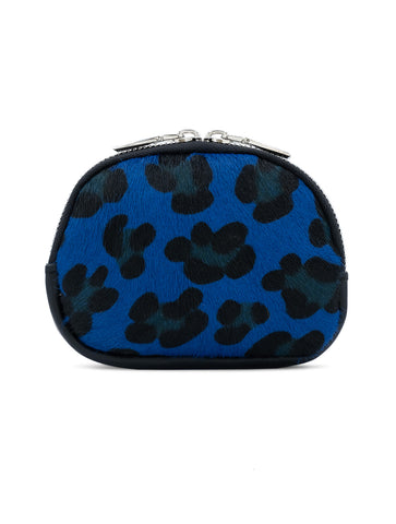 Animal Print Leather Zip Purse | Electric Blue