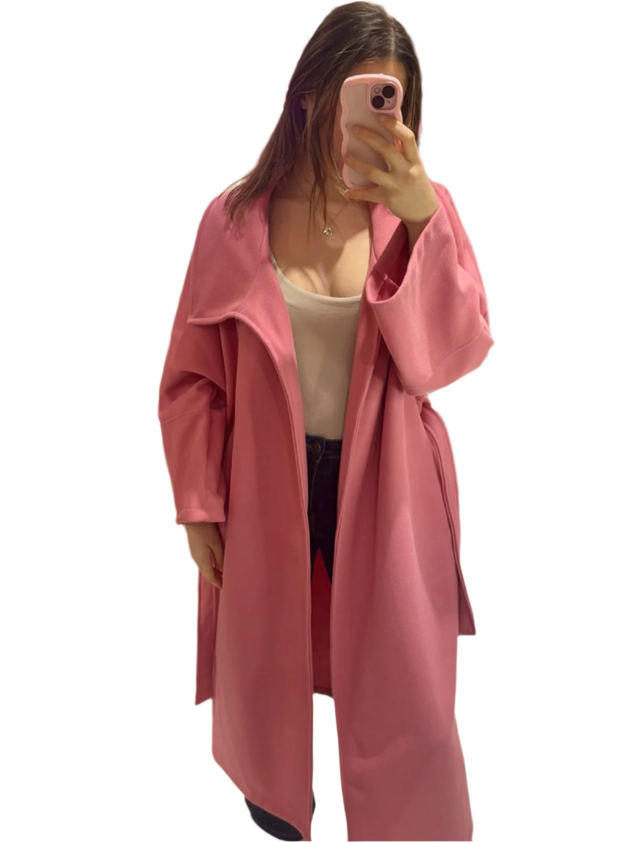 Felt Wrap Coat | Pink (Curve)