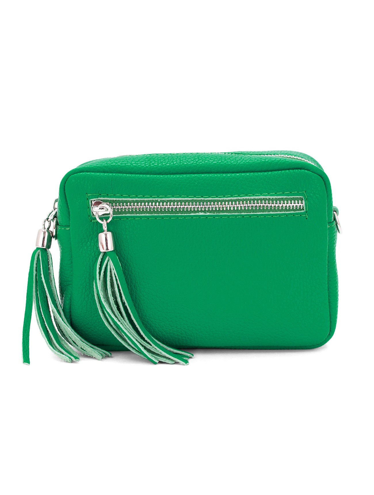 Leather Rectangle Tassel Crossbody Bag | Green