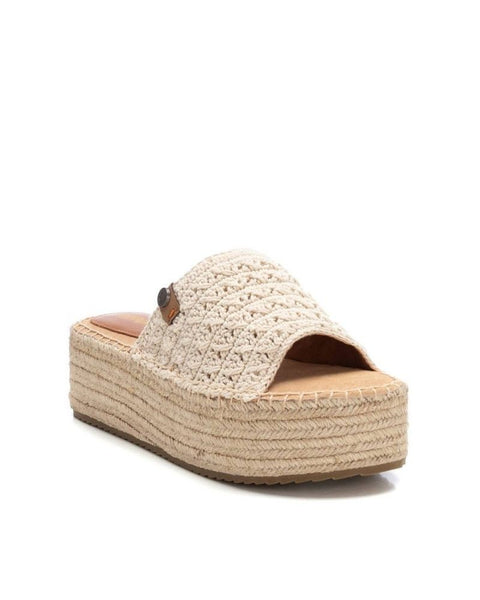 VEGAN Crochet Slip On Platform Sandal | 172459 | Cream