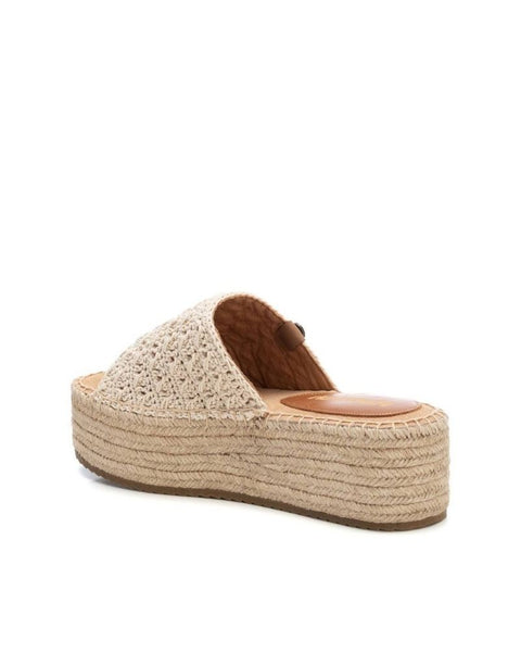 VEGAN Crochet Slip On Platform Sandal | 172459 | Cream