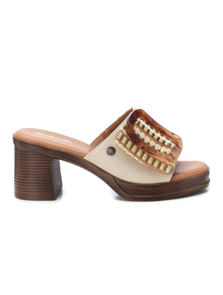 VEGAN Block Heel Slip On Mule | 172522 | Beige
