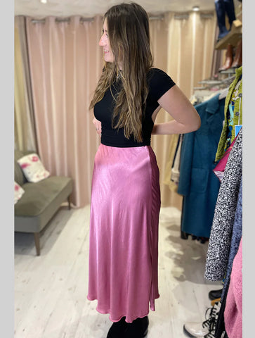 Aurora Satin Skirt | Rose Pink