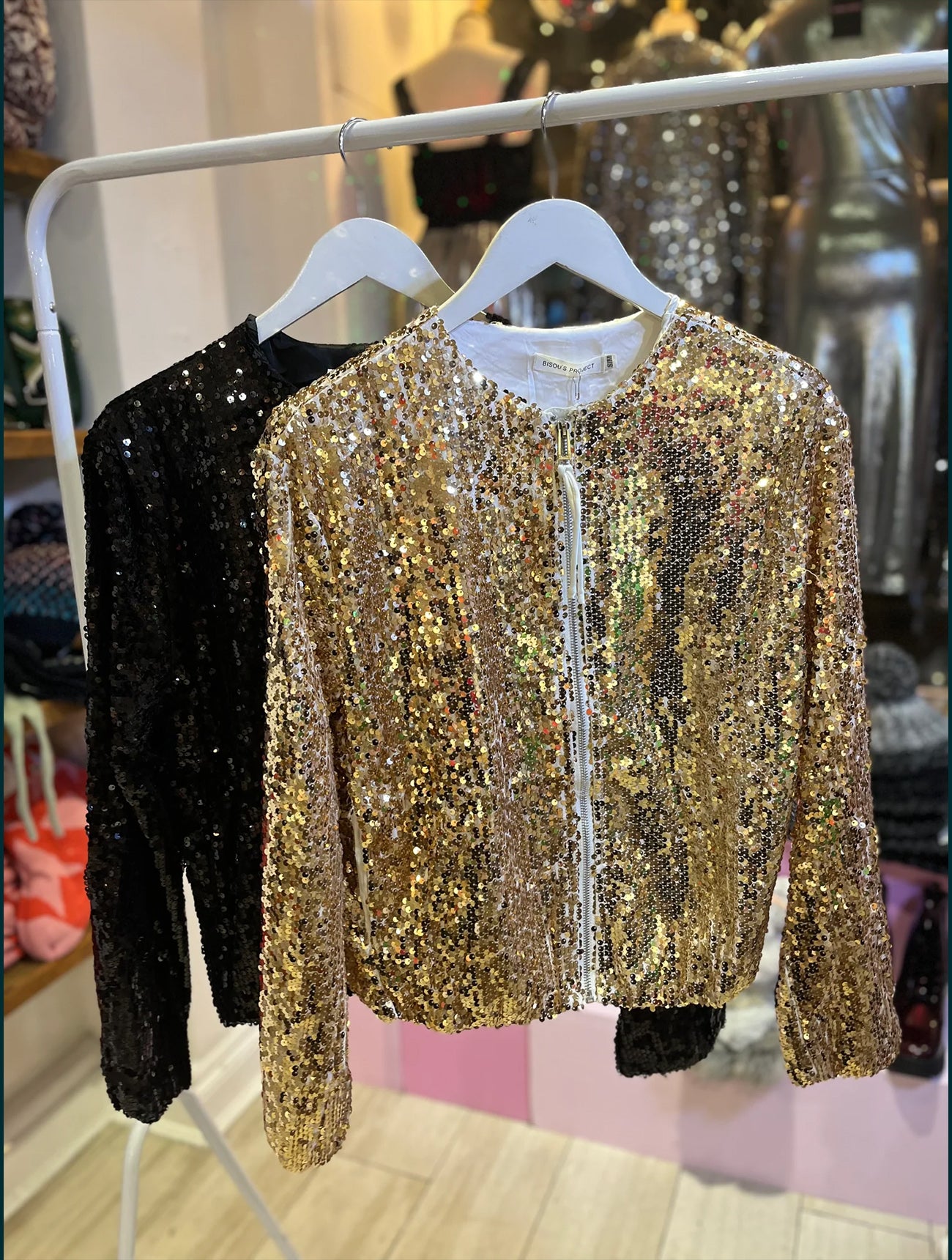 Chloe Sequin Bomber Jacket | Gold