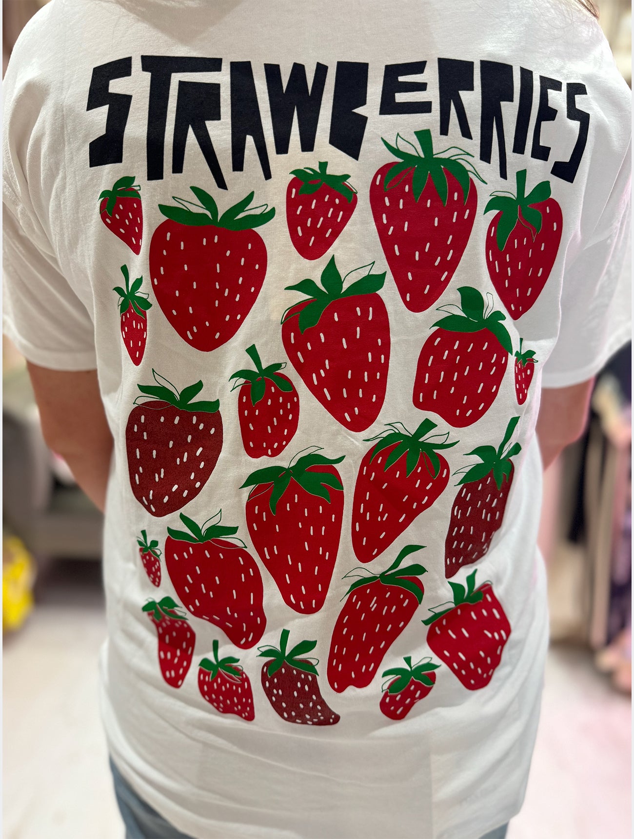 Strawberries Graphic Print Tee | White