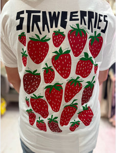 Strawberries Graphic Print Tee | White