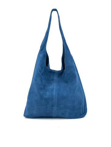 Suede Slouchy Hobo Bag | Denim Blue