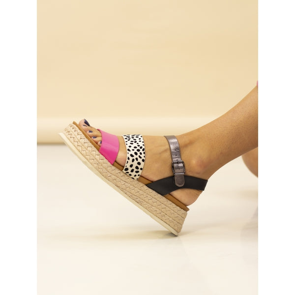 Lunar | Summer Chunky Animal Print Sandal | Fuchsia