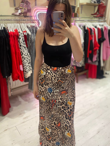 Zadie Animal Print Satin Skirt | Seaside Fun