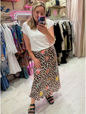 Zadie Animal Print Satin Skirt | Good Vibes Leopard